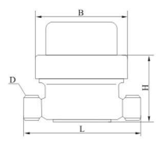 DN8直飲水水(shuǐ)表外形尺(chi)寸圖